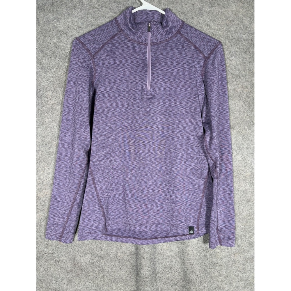 REI Co-op Womens Purple Space Dye Quarter Zip Pullover Active Top Small 121925